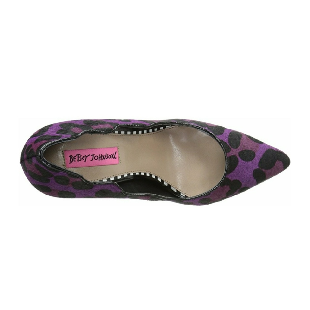 Betsey Johnson NEW Purple Leopard Calf Hair Heels - Picture 6 of 7